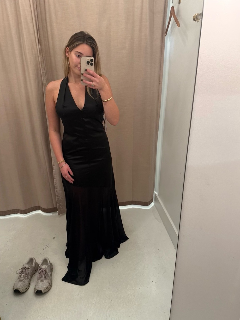 Steve Madden Black Halter Satin Maxi Dress